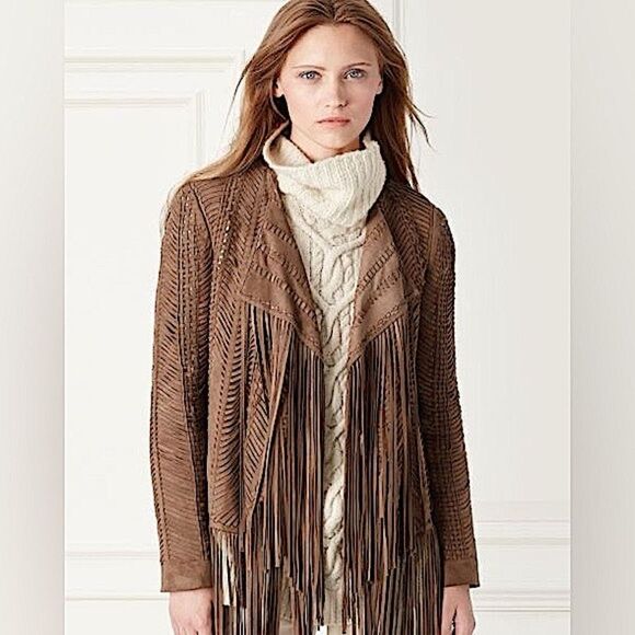 Ralph Lauren ~ Collection Made In Italy Helene Fringed Goat Suede Jacket - Picture 3 of 16